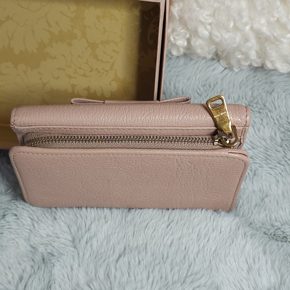 **Authentic**Miu Miu Trifold Wallet Madras Fiocco Orchidea - Very Good Condition - Picture 7 of 16
